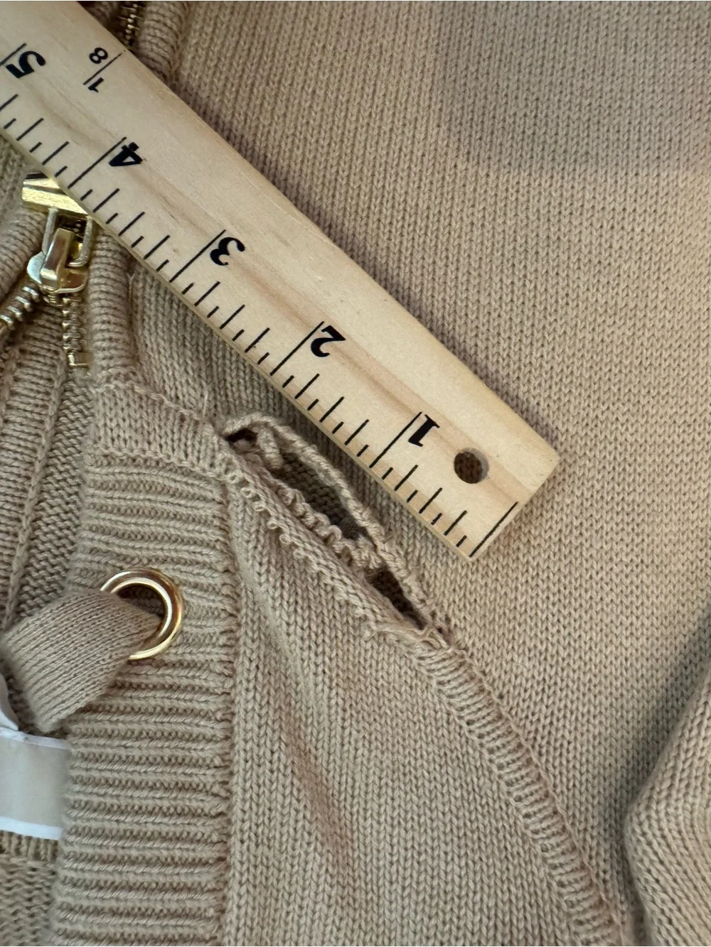 NWT Defect Michael Kors Beige Zip-Up Hooded Sweater